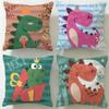 Classic Cartoon Cartoon Dinosaur Cushion Cover Soft & Easy-Wash Pillow Case – Versatile for Couch, Bed, Travel and Office