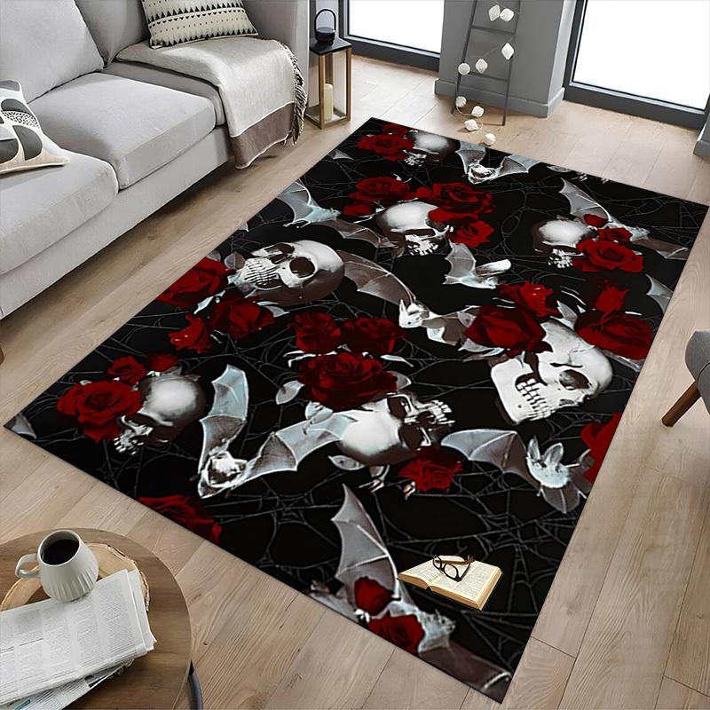 1pc skull roses Carpet, Office Rug Outdoor Mat Home Decor Area Carpet Festival