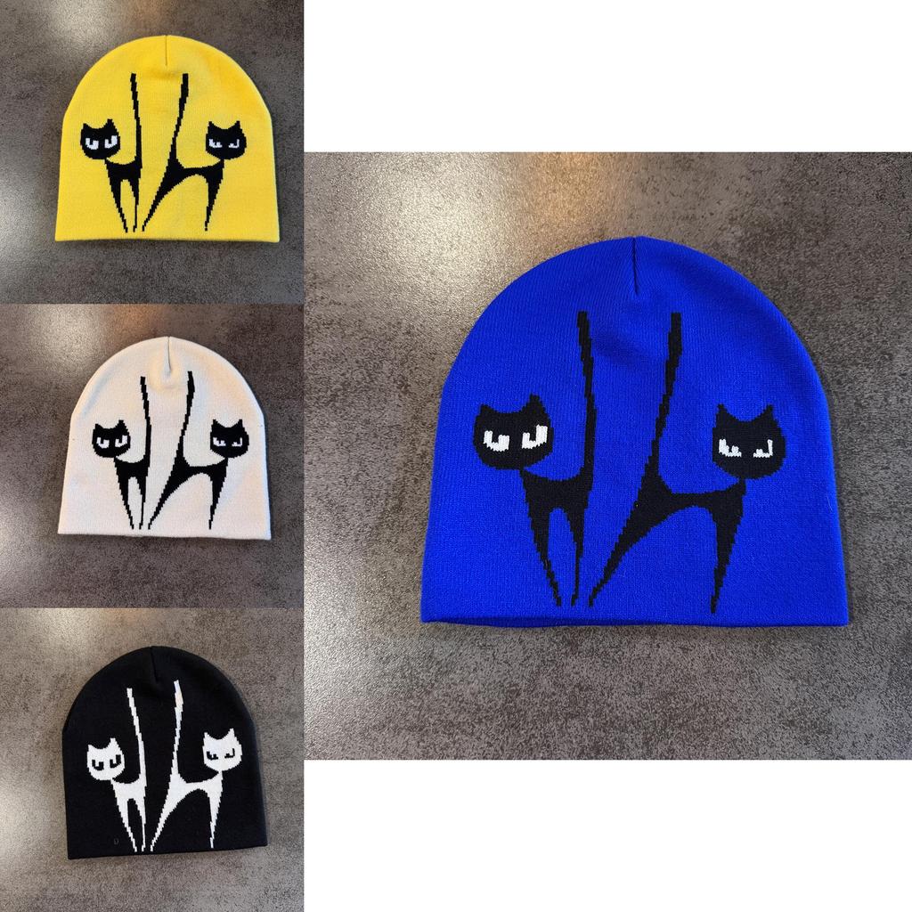 Retro Fox Pattern Knit Hat With Insulation For Cold Weather Outdoors