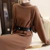 With Coat Split Bottom Sweater Dress Women's Autumn and Winter Semi-turtleneck Knitted Skirt High-end Long Dress