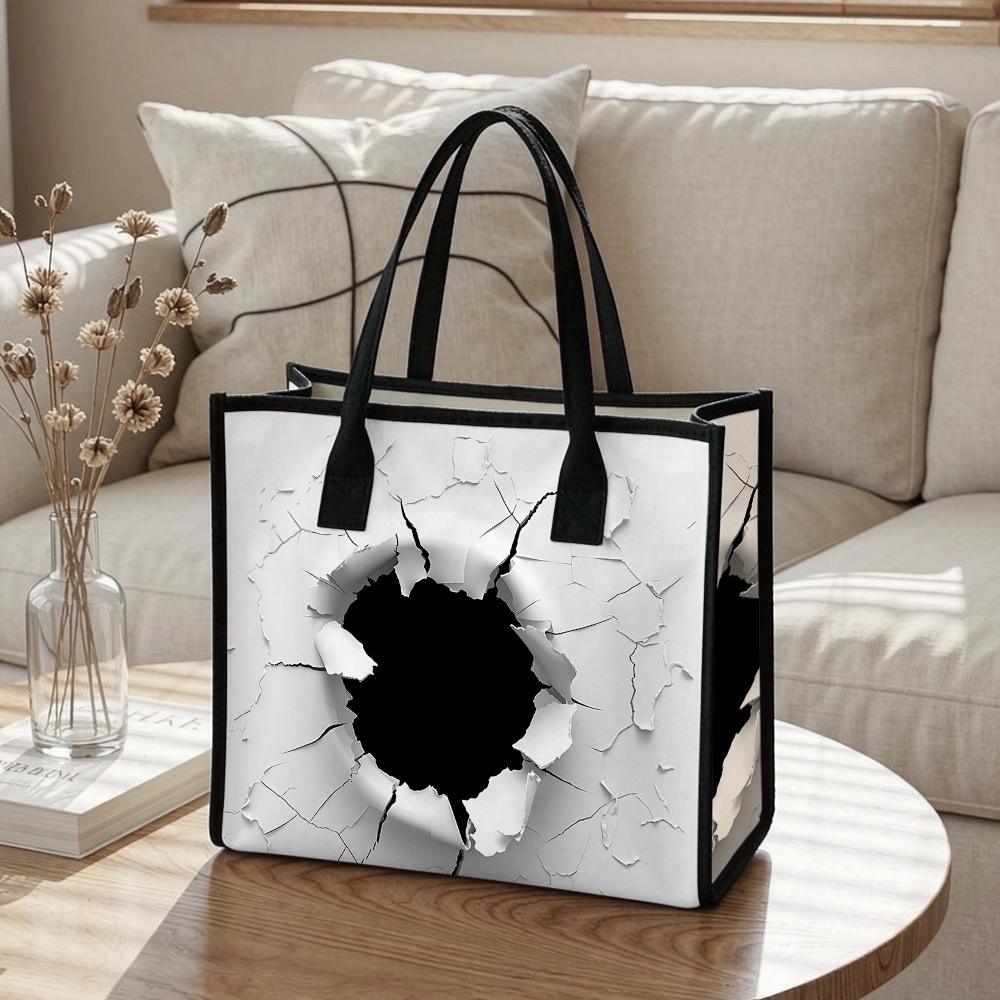 Creative Crack Print Tote Bag Casual Large Capacity Shopping Handbag