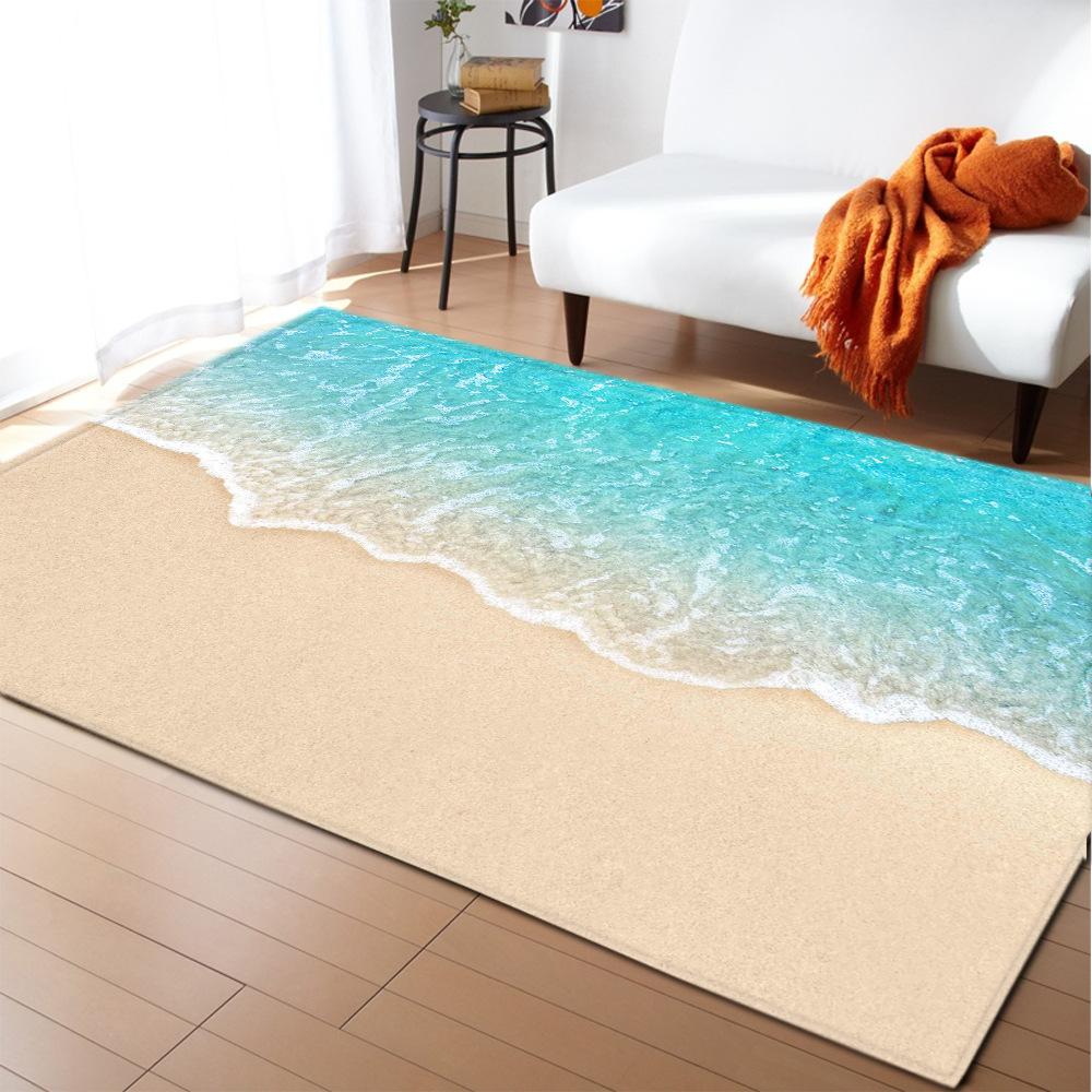 Beach Concept Landscape Living Room Carpet Bedroom Dining Room Floor Mat Pattern Size