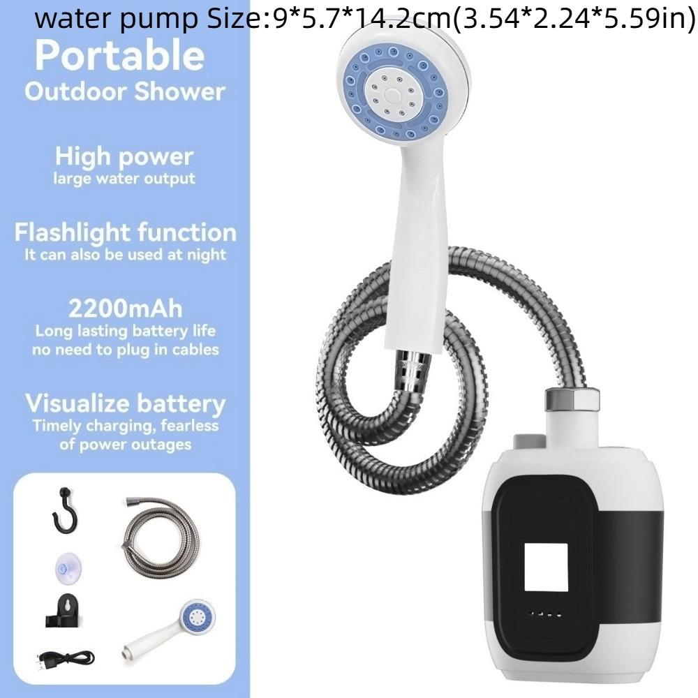 High Power Portable Camping Shower Shower Pump Rechargeable Outdoor Shower Set Lightweight Waterproof Outdoor Bathing Supplies