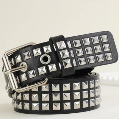 Square Bead Rivet Metal Belt Pyramid Unisex Belt Punk Style Hardware Belt Men