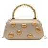 Gold rivet metal Box Clutch Bag women evening wedding party cute purse bag handbag yellow color  autumn winter