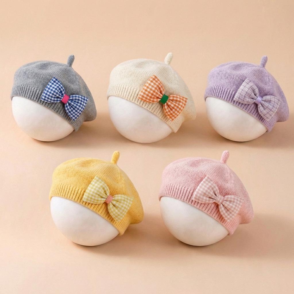 Spring & Autumn Baby Beret - Soft, Comfortable Cap with Creative Bow Tie for Newborns and Children