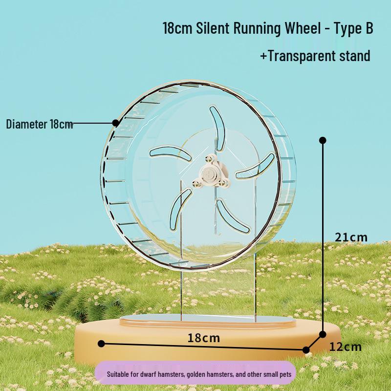 Super Silent Hamster Running Wheel Toy - Large Size Golden Hamster Exercise Ball with Stand for Cage Landscaping.