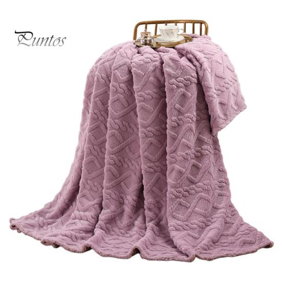 Nap Throw Blanket Double-sided Solid Color Thick Plush Three-Dimensional Embossing Machine Washable Office Home Bed Sofa Travel Cozy Warm Winter