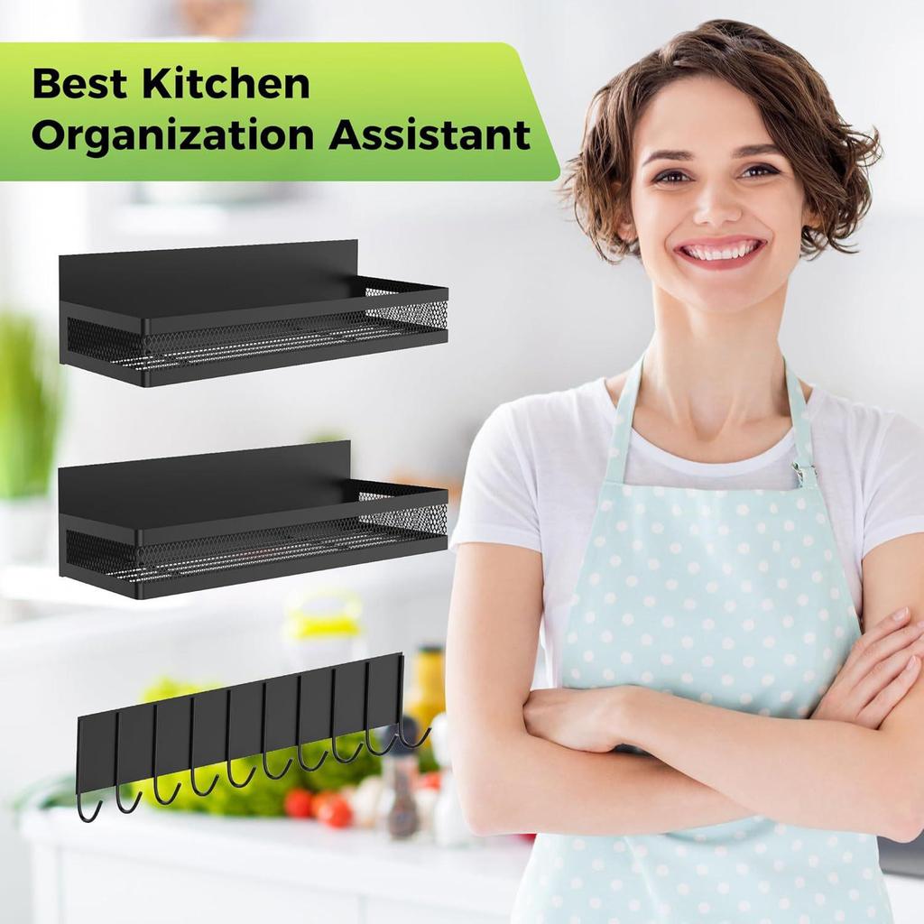 Magnetic No-Drill Kitchen Spice Rack & Multi-Functional Storage Shelf