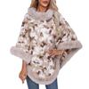 Poncho décontracté pour femme en fausse fourrure, châle, cape, avec bordure en fausse fourrure, manteau d'hiver sans manches, pull chaud, pull tricoté de luxe, poncho pour femme