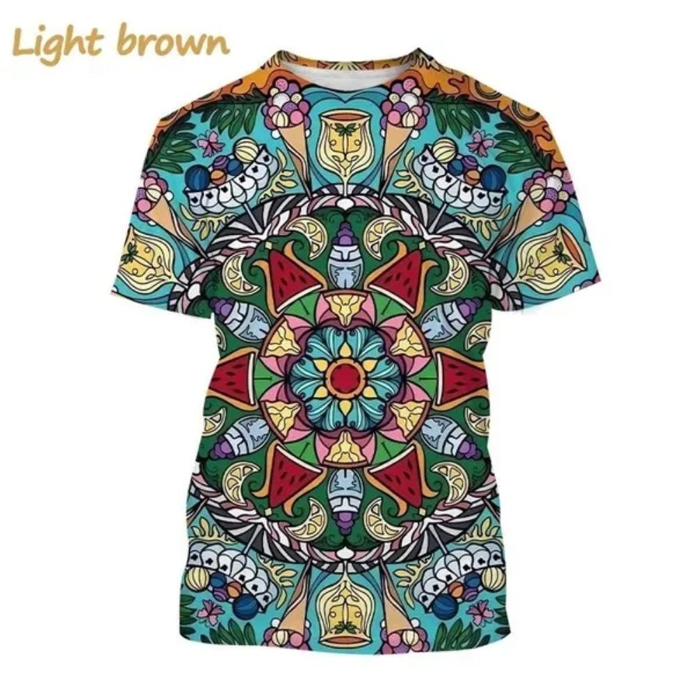 Summer Women's 3D Printing T-shirt Sparkling Camo Mandala Art T-shirt O-Neck Large Short Sleeve Casual Top