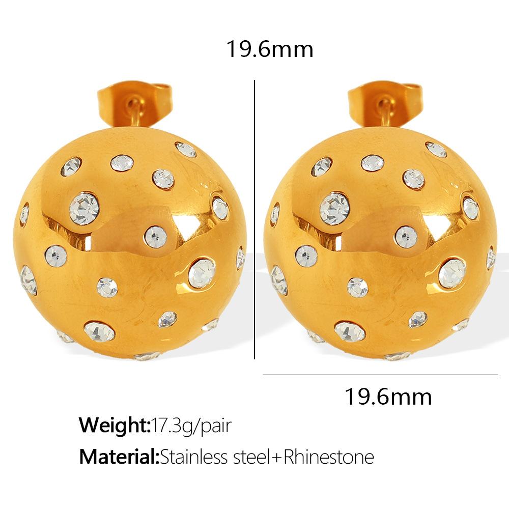 Европейские и американские个性 exaggerated титановые стальные серьги с кристаллами, полусферические серьги-гвоздики из нержавеющей стали, геометрические серьги