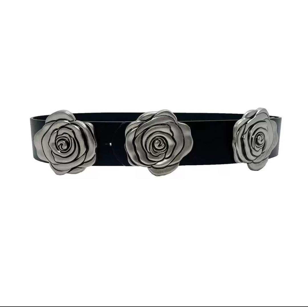 Retro rose pattern jacquard belt with dress versatile decorative belt ethnic style waist seal accessories waist chain