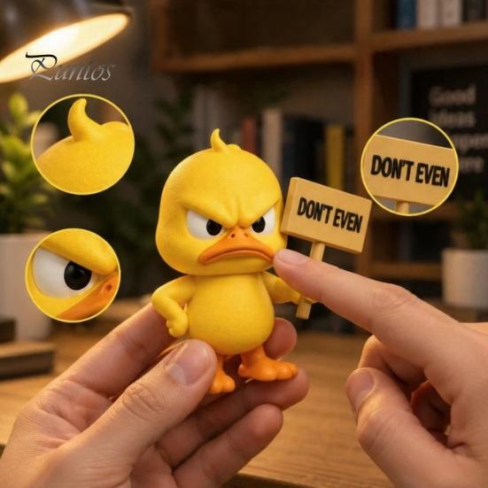 Quirky Office Decorations Angry Duck Figurine Collection, Funny Yellow Desktop Ornament, Cute Grumpy Fun Desk Accessories Statue for Home Car
