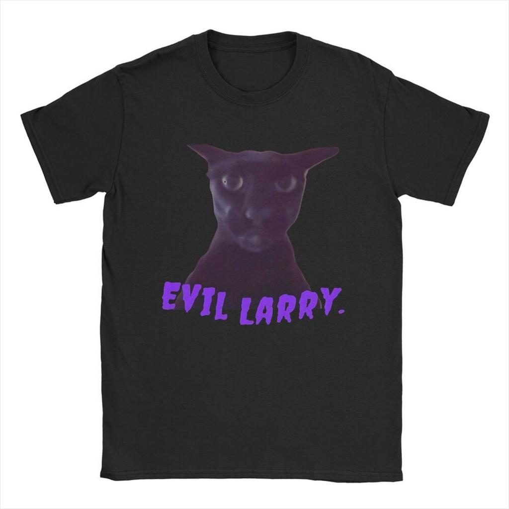 Funny Evil Larry Cat Dank Brainrot Meme Men's T Shirts  Novelty Tees Short Sleeve Round Collar T-Shirts 100% Cotton New Tops