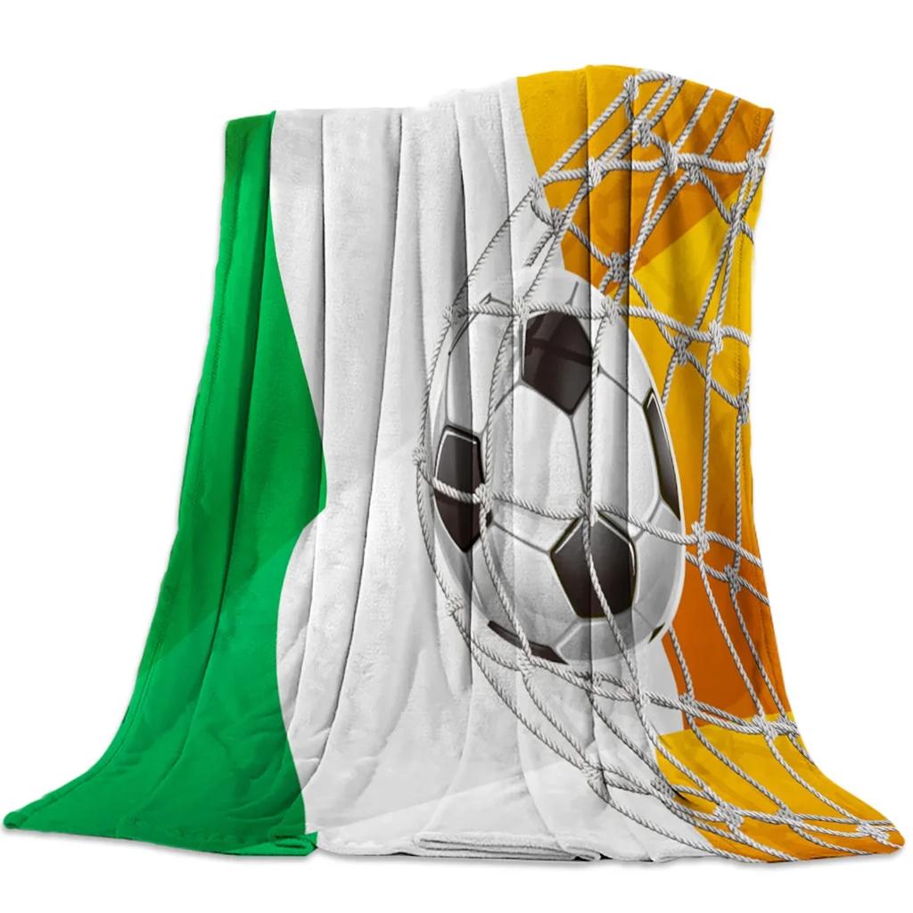 Soccer Ball Sport Football Print Blankets Coverlet Throw Cover Fleece Comfort Warm Flannel Blanket for Indoor Couch Home Decor
