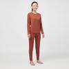 Yiershuang Women's Thermal Underwear Set Fleece Lined Thickened Antibacterial Honeycomb Sunshine Velvet Crew Neck Top and Bottom Autumn Pajamas