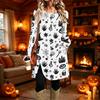 Women's Casual Printed Long Sleeve Neck Dress for Daily Wear