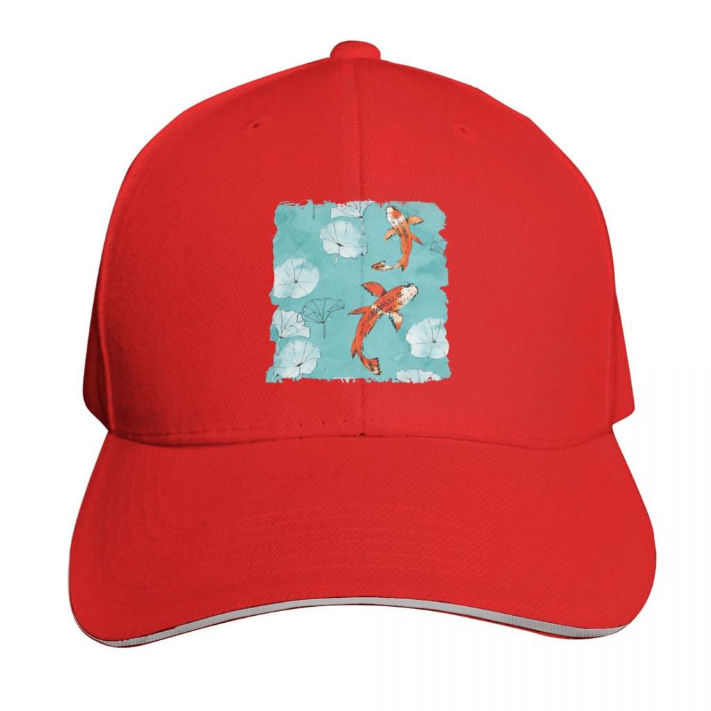 Waterlily Koi In Turquoise Baseball Cap Unisex Hat Sunhat Designer Hat Ball Cap Trucker Hats For Unisex Womens