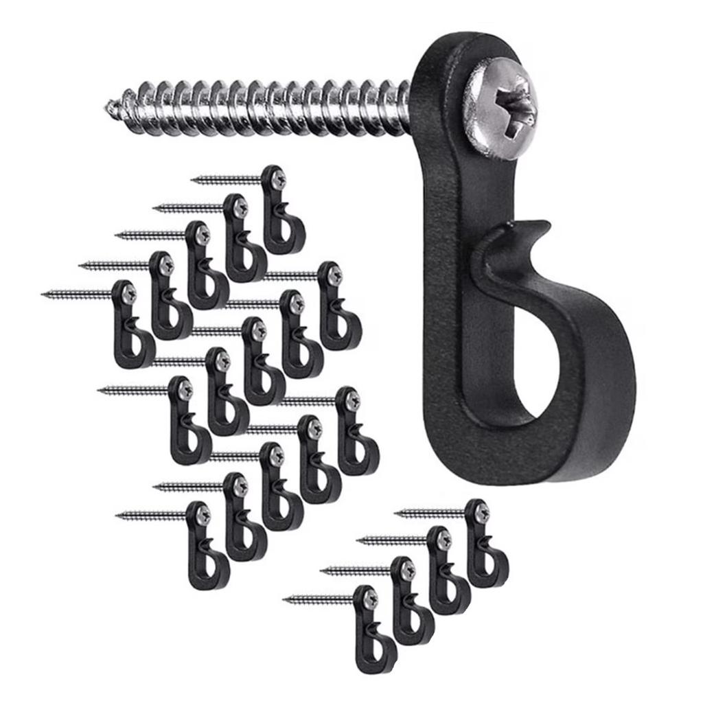 20 outdoor string light hooks, screw hooks for hanging Christmas lights, light strings, and LED clips, wall and patio hooks suitable for the garage