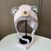 New soft waxy ear hat outdoor plush thickened warm bag hat women's cute bear ears knitted hat