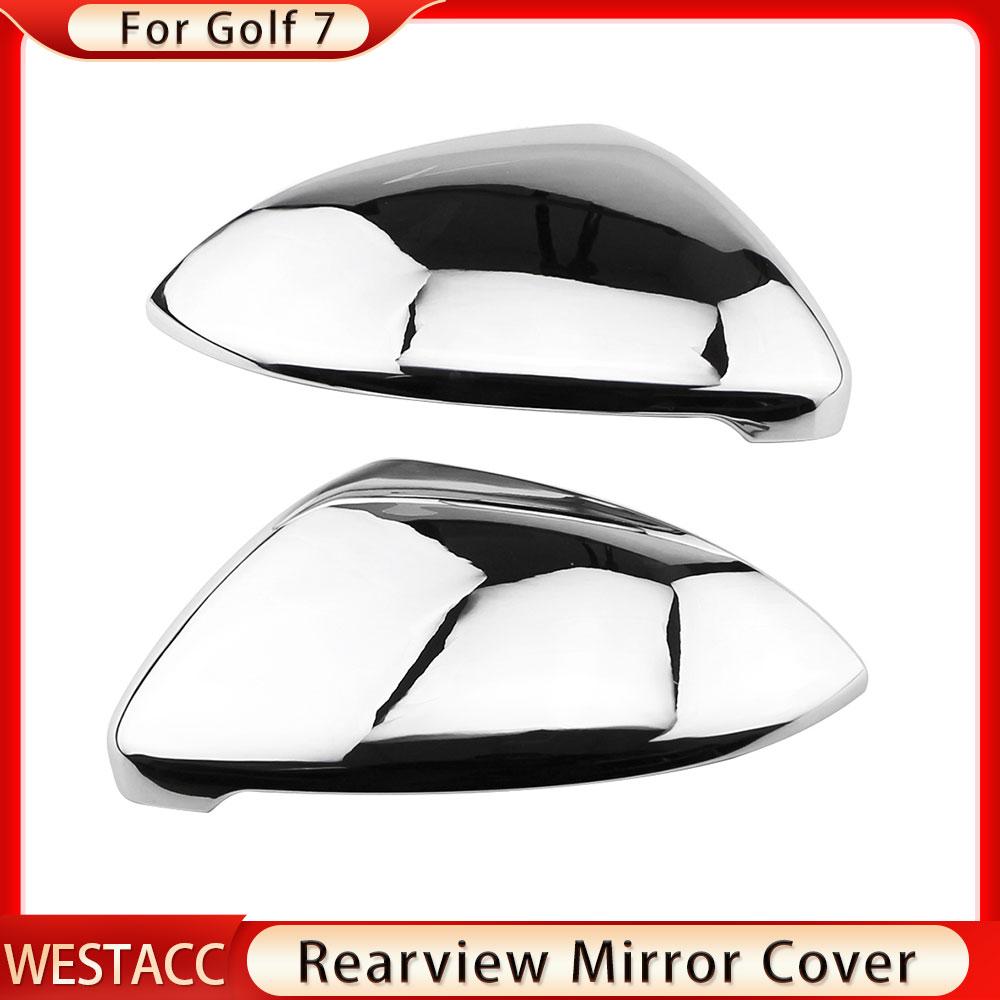 2Pcs Chrome Car Rearview Mirror Cover Trim for Volkswagen VW Golf 7 MK7 7.5 GTI 7 2013 2014 2015 2016 2017 2018 