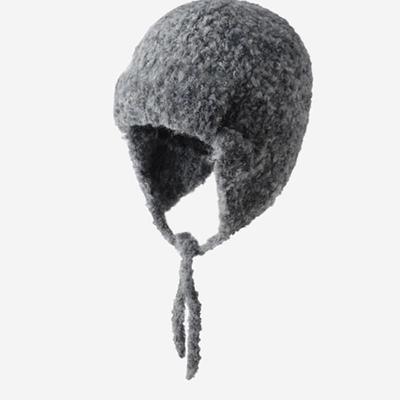 LOOKING4U Pastel Boucle Knit Bonnet Hat In Gray