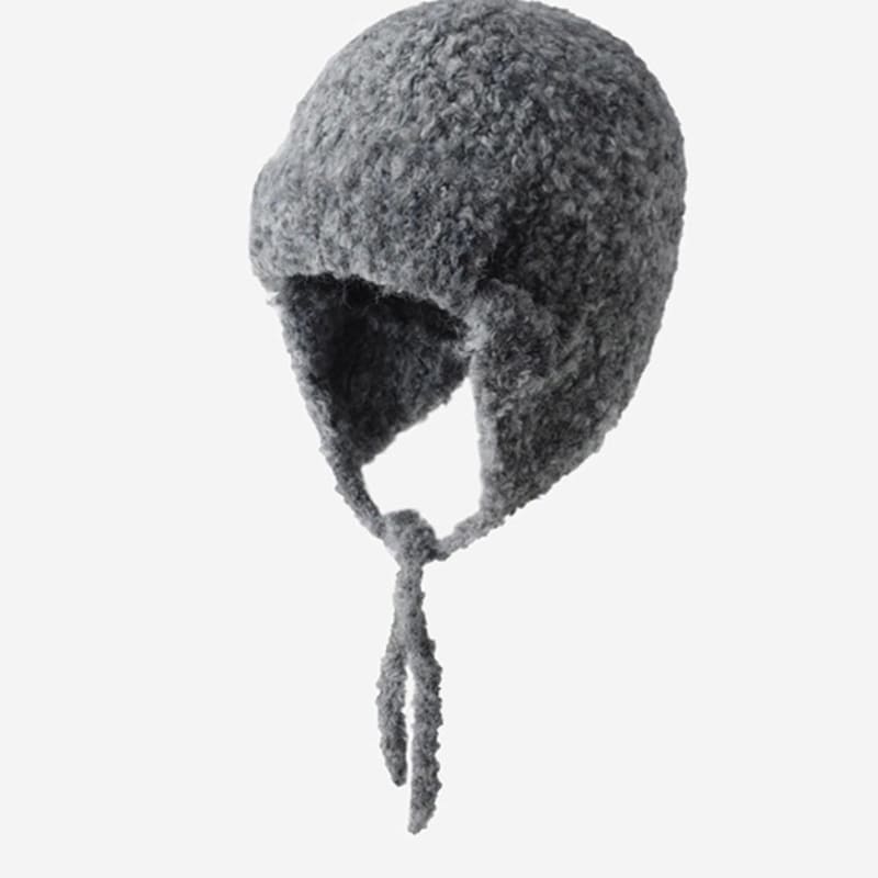 

LOOKING4U Пастельная буклированная вязаная шапка-бонет серого цвета GRAY