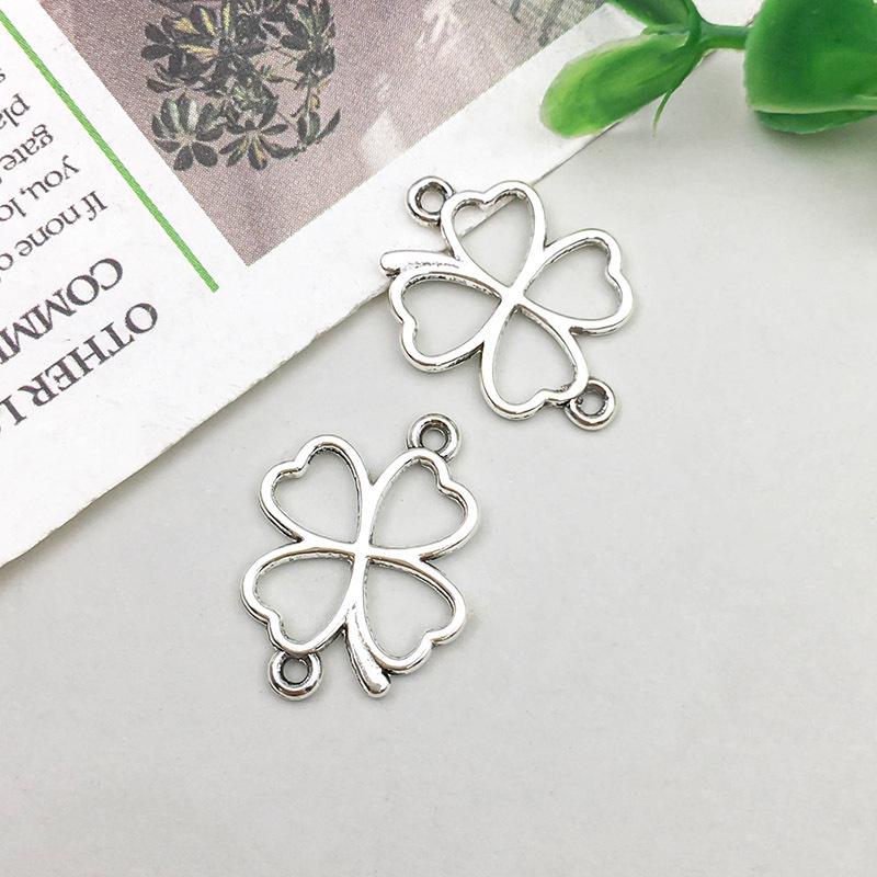 Подвеска в виде четырехлистного клевера из античного серебряного сплава для изготовления украшений своими руками.