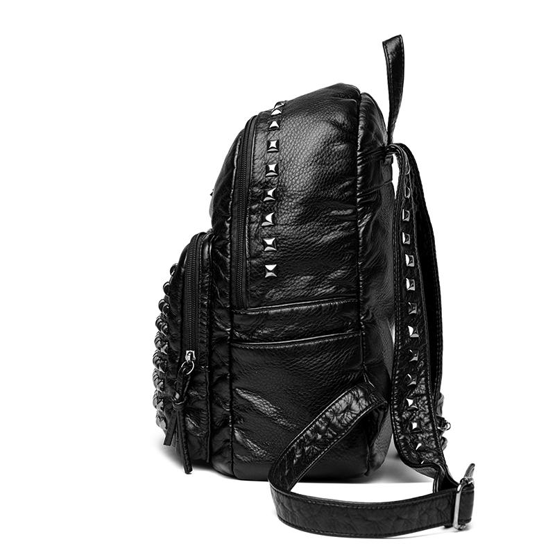 Fashion Rivet Soft Leather Women Backpacks Designer Large Capacity Girls School Bag  Female Bagpack Travel Bags