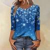 Women's Fashion Casual Christmas Tree Printed Round Neck Three-Quarter Sleeve T-Shirt Top