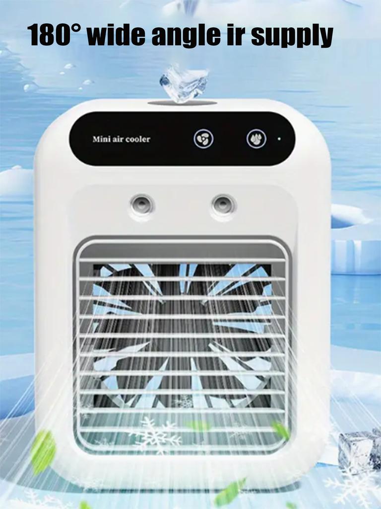 1pc portable humidifying and cooling fan, dual wind speed and spray mode, USB charging, personal desktop humidifier fan.