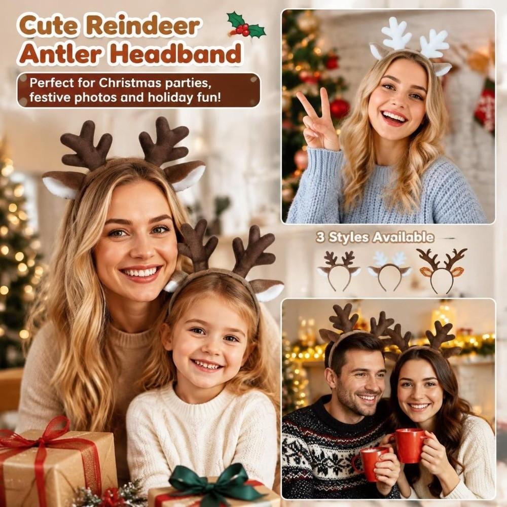 Faux Fur Hairband Deer Ear Hair Hoop Plush Antler Horn Hairband  Hair Accessories