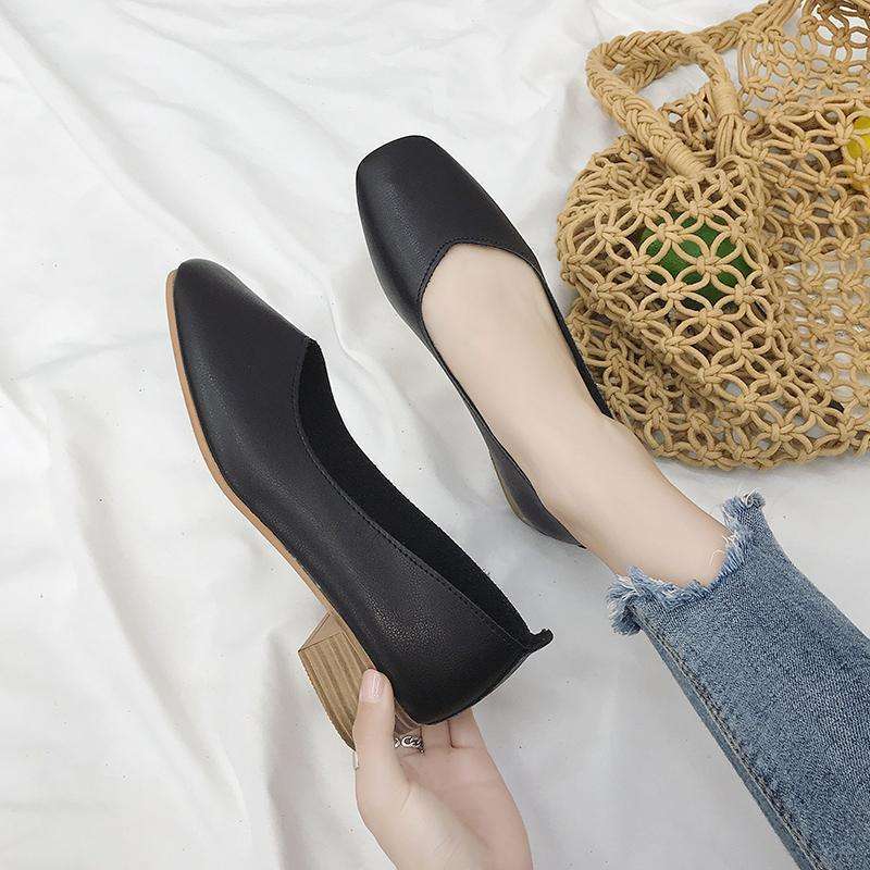 Spring and Summer Single Shoes Female Versatile 2025 New Middle Heel Bow Evening Gentle Shoes Fairy Grandma Doudou Shoes