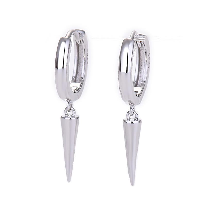 

925 Silver Needle Earrings European American INS Style Rivet Conical Electroplated Ear Cuffs Studs