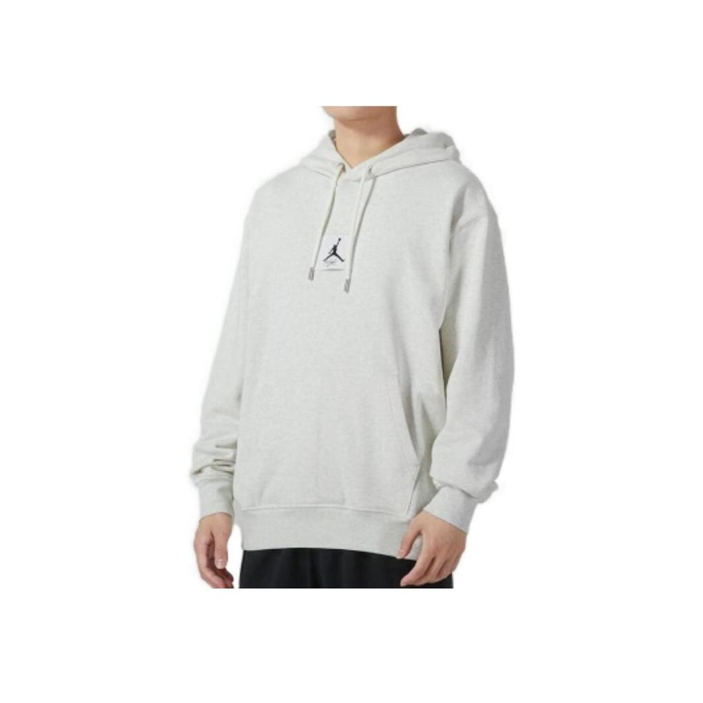 Jordan Logo Embroidered Drawstring Hooded Fleece Casual French Terry Loose Sweatshirt Men sweatshirt Khaki DQ7339-201