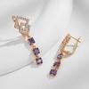 Fashion  Rose Gold Long Drop Earrings For Women Unique Purple Natural Zircon Accessories Bride Wedding Jewelry