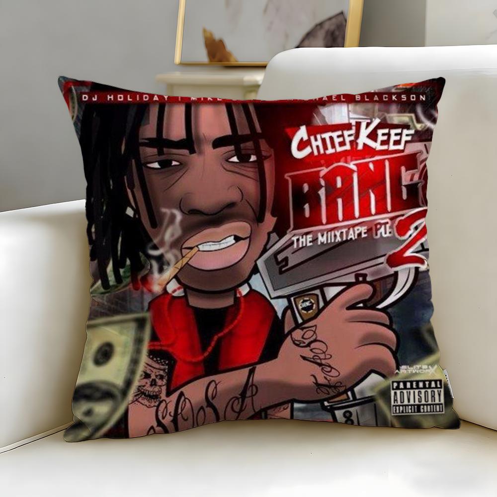 popular rapper Chief Keef Cushion Cover Soft & Easy-Wash Pillow Case – Versatile for Couch, Bed, Travel and Office