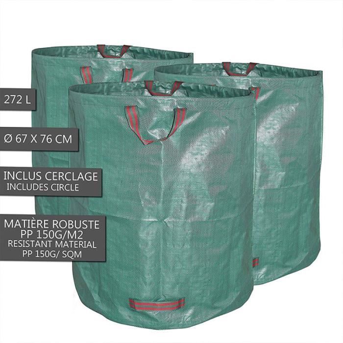 Sac de Jardin Pliable XXL 272L en PP Robuste + Cerclage - SHOP-STORY - Vert
