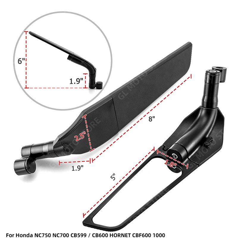 For Honda NC750 NC700 CB599 / CB600 HORNET CBF600 1000 Motorcycle Wind Wing Side Rearview Mirror Adjustable Rotating Accessories