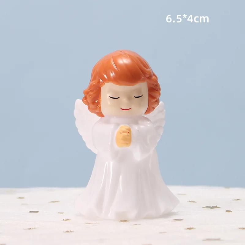Mini Angel Cake Topper Romantic Garland Happy Birthday Children Ornaments Birthday Baby Shower Party Cake Wedding Decoration