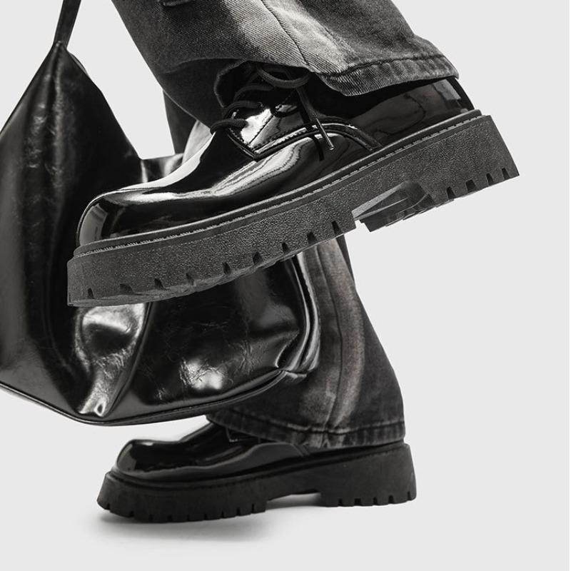 Chaussures de ville pour hommes d'affaires en cuir verni mode, chaussures décontractées à grosse tête pour hommes, confort antidérapant, chaussures formelles tendance pour mariage, banquet, fête