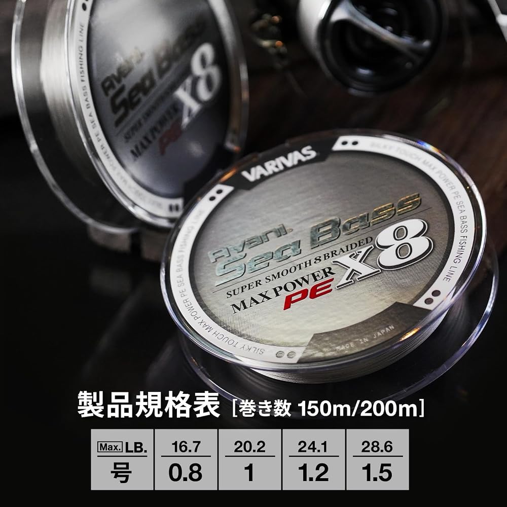 Varivas Abani Seabass PE Max Power X8 150m 0.8mm 13.7lb Stealth Gray Fishing Line