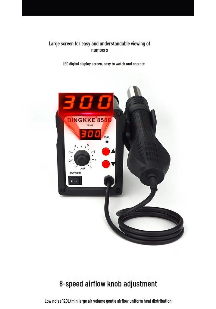 858D/8586 2-in-1 700W Digital Hot Air Gun Desoldering Station with Adjustable Temperature Soldering Iron.