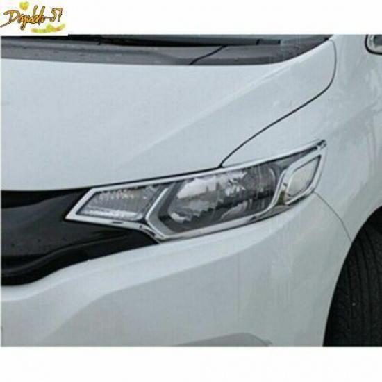 Fit For Honda Jazz 2014-2017 chrome Front HeadLight Lamp Cover Trim 2PCS New