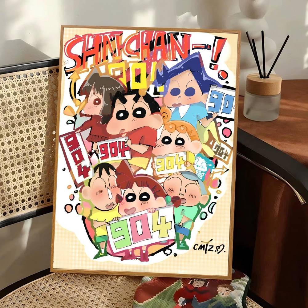 Anime C-Crayon Shin-Chan Whitepaper Poster Waterproof Paper Sticker Coffee House Bar Aesthetic Art Wall Painting