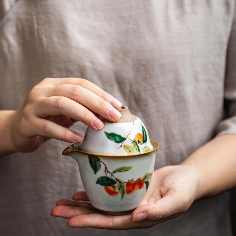 Ceramic Teapot Gaiwan with 2 Teacups Kung Fu Tea Set Drinkware