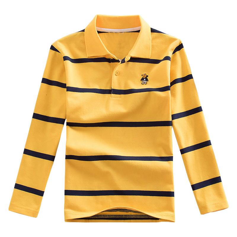 YUBAOBEI Boys Polo Shirt Spring and Autumn Children Clothing Long Sleeved Lapel Stripe T-Shirt for 1-13 Years Old Kids