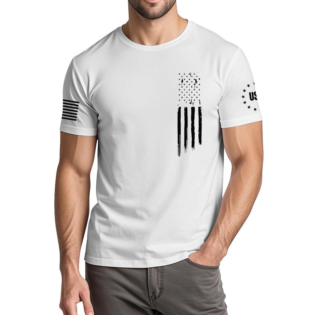 Pánské módní ležérní tričko s krátkým rukávem a kulatým výstřihem s potiskem Dne nezávislosti