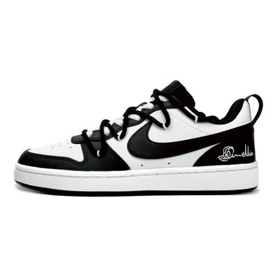 Court Borough Low Top Skateboard Shoes GS Black White BQ5448-115(Team87-)